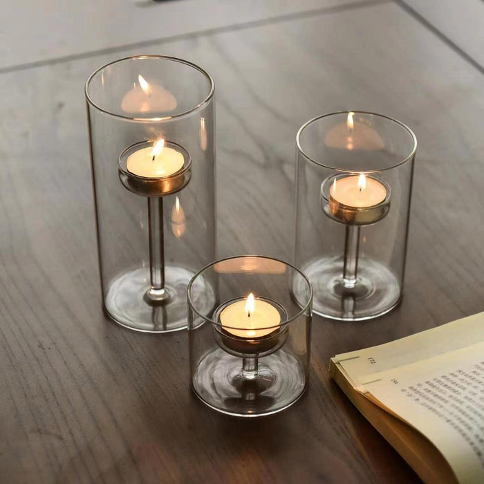 Glass Hurricane Candle Holder for Pillar Candles - Glass Cylinder Vase for Centerpieces Clear Seeded Home Decor for Kitchen Table Living Room