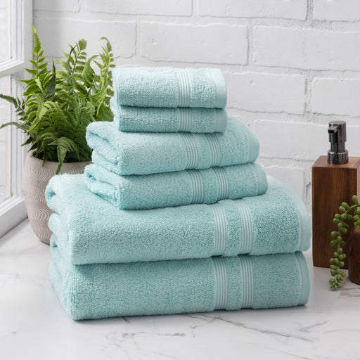Mainstays Performance 6-Piece Towel Set, Solid Classic Mint