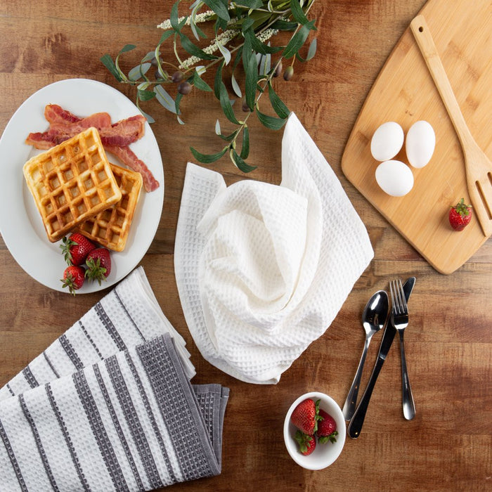 Sticky Toffee Cotton Waffle Weave Kitchen Towels, Gray, 3 Pack, 28 in X 16 In