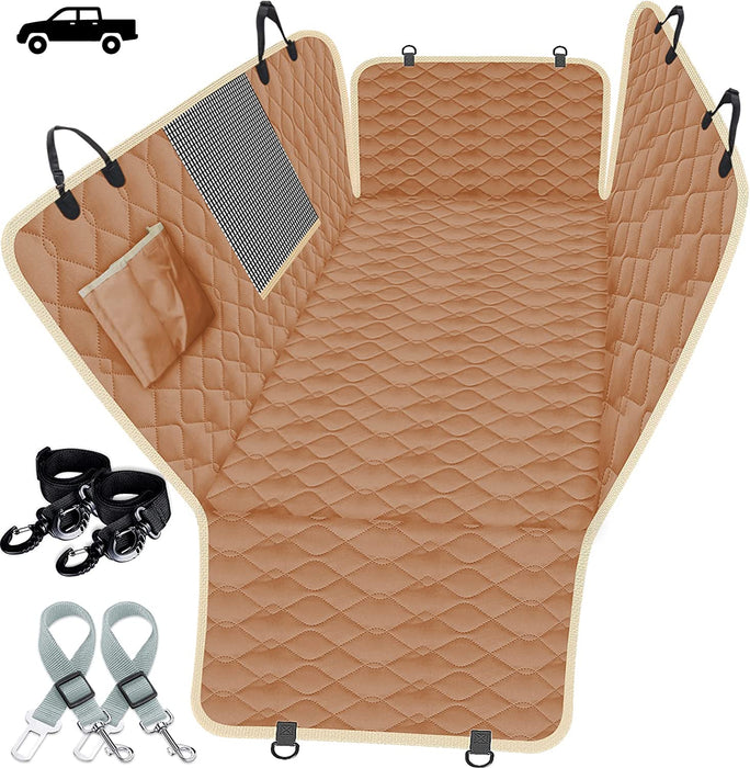 Dog Car Seat Covers for Back Seat Waterproof with Mesh Visual Window Durable Scratchproof Nonslip Dog Car Hammock with Universal Size Fits for Cars, Trucks & Suvs
