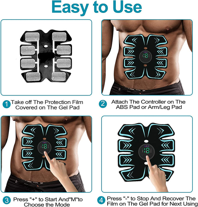 USB Rechargeable Portable Fitness Workout Equipment with 10Pcs Free Gel Pads for Men Woman, the Latest Model 6 Modes, 19 Levels of Intensity