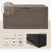 COSVALVE 100 Gallon Deck Box, Large Resin Outdoor Storage Box, Patio Garden Furniture with Oxford Waterproof Dust Cover for Outdoor Cushions & Pillows, Pool Toys, Garden Tools,Sports Equipment(Brown)
