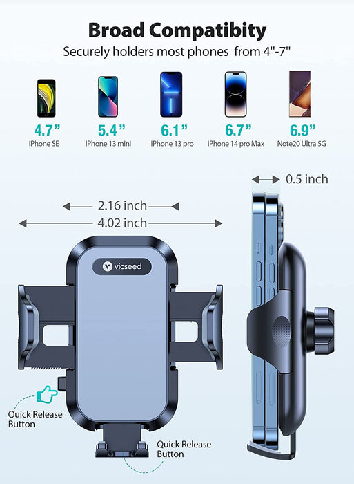 Car Phone Holder Mount, [Upgrade Doesn'T Slip & Drop] Air Vent Cell Phone Holder for Car Hands Free Easy Clamp Cradle in Vehicle Compatible with All Iphone 14 Pro Max Mini Android Smartphones