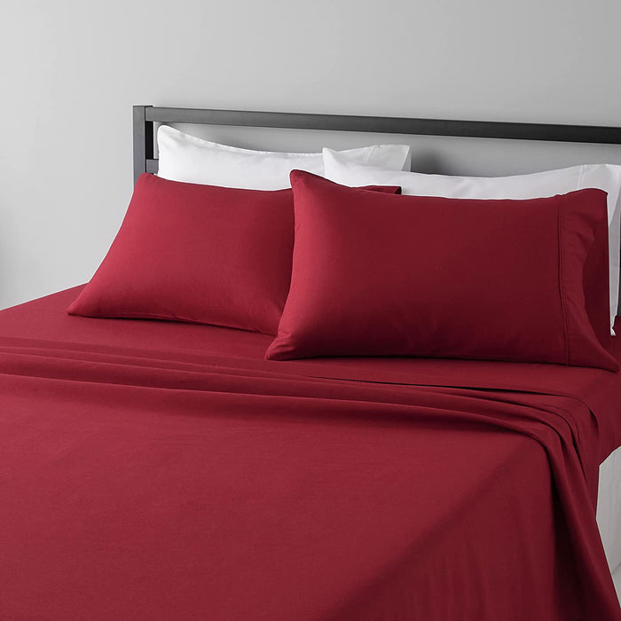 Lightweight Super Soft Easy Care Microfiber Bed Sheet Set with 14" Deep Pockets - Queen, Burgundy