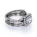 1.25 Ct - Square Moissanite - Double Halo - Twisted Band - Vintage Inspired - Pave - Gothic Wedding Ring Set in 18K Black Gold over Silver