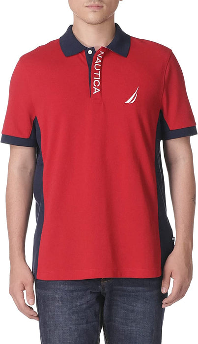 Men'S Short Sleeve Color Block Performance Pique Polo Shirt