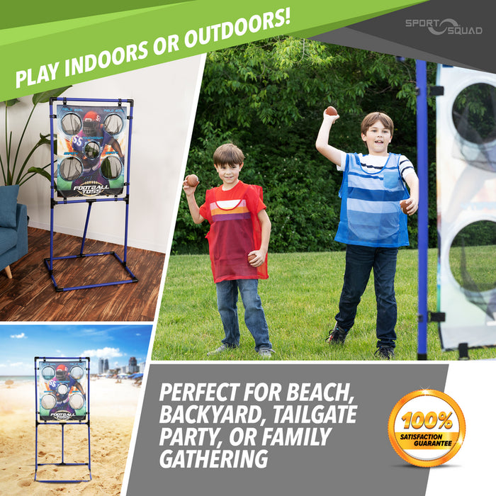 Target Toss Game Set - Choose Either Football Toss or Baseball Toss - Portable Indoor or Outdoor Design for Cookouts, Tailgates, or Backyard Fun - Includes 4 Balls - Easy Assembly