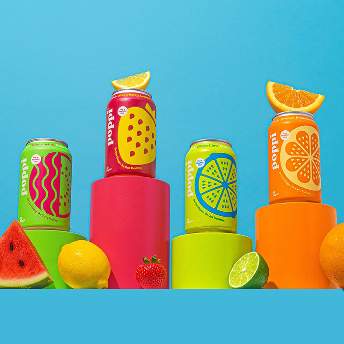 Sparkling Prebiotic Soda W/ Gut Health & Immunity Benefits, Beverages W/ Apple Cider Vinegar, Seltzer Water & Juice, Low Calorie & Low Sugar Drinks, Beach Party Variety Pack, 12Oz (12 Pack) (Packaging May Vary)