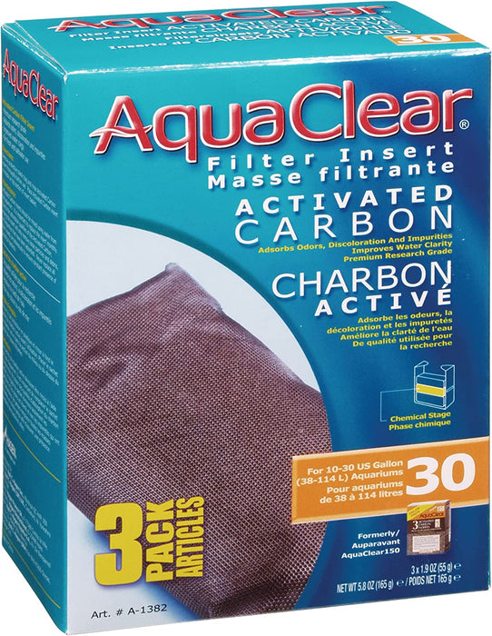 Aquaclear A1382 Activated Carbon Insert, 30-Gallon Aquariums, White, 3-Pack