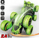 RC Stunt Cars Remote Control Car Double-Sided Driving 360-Degree Flips Rotating Car Toy, Green