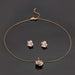 Rose Flower Necklace Earrings Set for Women 18K Gold Plated Hypoallergenic Jewelry Sets