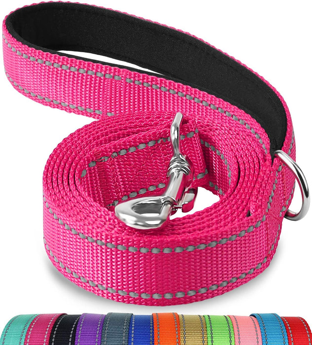 Double-Sided Reflective Dog Leash, 6 FT/5FT/4 FT, Padded Handle Nylon Dogs Leashes for Walking, Training Lead for Small & Medium Dogs, Gray, 5FT