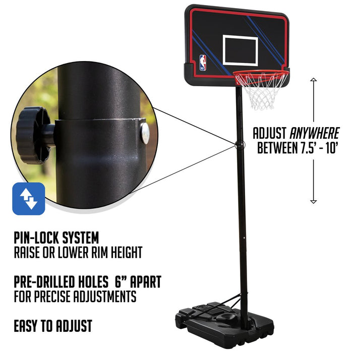 NBA Official 44 In. Portable Basketball System Hoop with Polyethylene Backboard