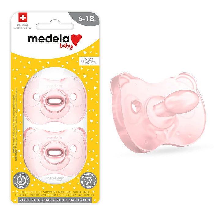 Baby Pacifier | 0-6 Months | Includes Sterilizing Case | 2-Pack | Soft Silicone | Bpa-Free | Supports Natural Suckling | Pink and Clear