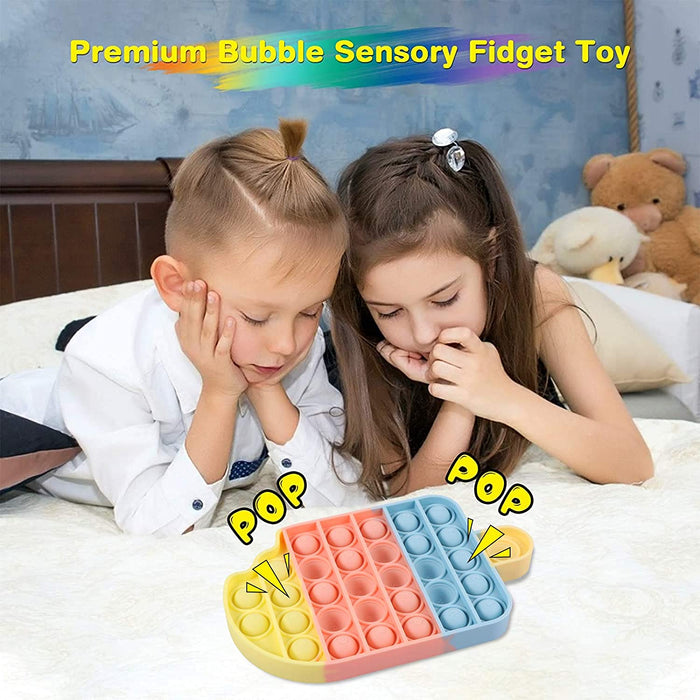 Push Pop Bubbles Fidget Sensory Toys,Stress Reliever Silicone Squeeze Sensory Toy,Anxiety Relief Tools Educational Popping Game for Kids and Adult (Pineapple,Rainbow)