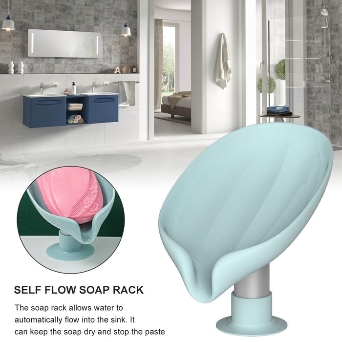 4/1 Piece Soap Dish Holder Self Draining Soap Holder Leaf Shape Bar Soap Holder Soap Saver with Suction Cup for Shower Bathroom Tub Kitchen Sink Plastic Tray Holder