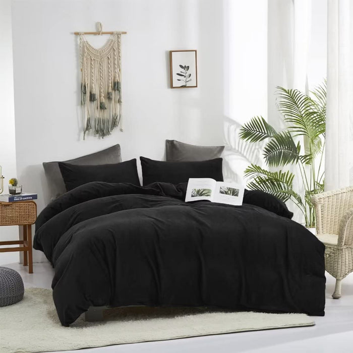 Black Fluffy Comforter Set Full Black Velvet Comforter Black Bedding Comforter Sets Full Flannel Bed Comforter Full Men Women Comforter Soft Cozy Black Comforter 3Pcs Comforter Sets