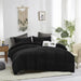 Black Fluffy Comforter Set Full Black Velvet Comforter Black Bedding Comforter Sets Full Flannel Bed Comforter Full Men Women Comforter Soft Cozy Black Comforter 3Pcs Comforter Sets