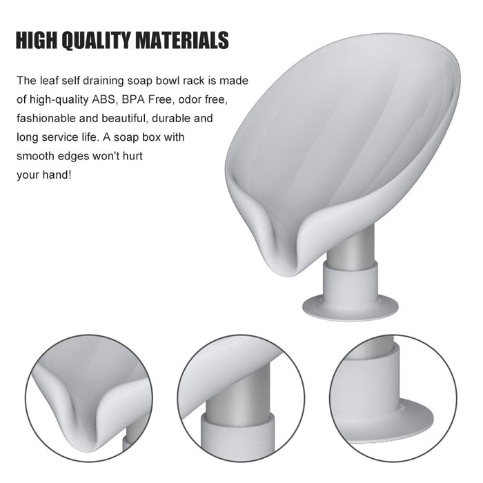4 Piece Soap Dish Holder Self Draining Soap Holder Leaf Shape Bar Soap Holder Soap Saver with Suction Cup for Shower Bathroom Tub Kitchen Sink Plastic Tray Holder