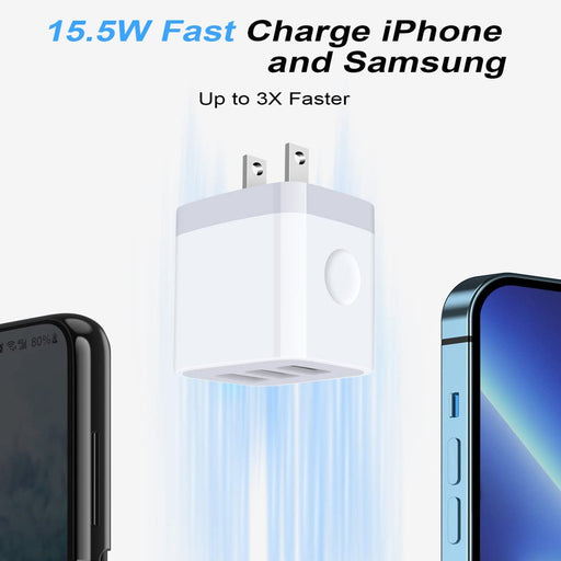 Wall Charger,Usb Charger Adapter,3.1A/3Pack Muti Port Fast Charging Station Power Base Charger Block Plug for Iphone Wall Charger