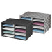 Decorative Eight Compartment Literature Sorter, Letter, Black/White Brocade Design (6171301)