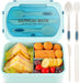 Bento Lunch Box for Kids and Adults with 3 Compartment Leak Proof Lunch Boxes for Men Women Food Containers with Spoon Fork Knife Chopsticks - 1400 ML (Blue)