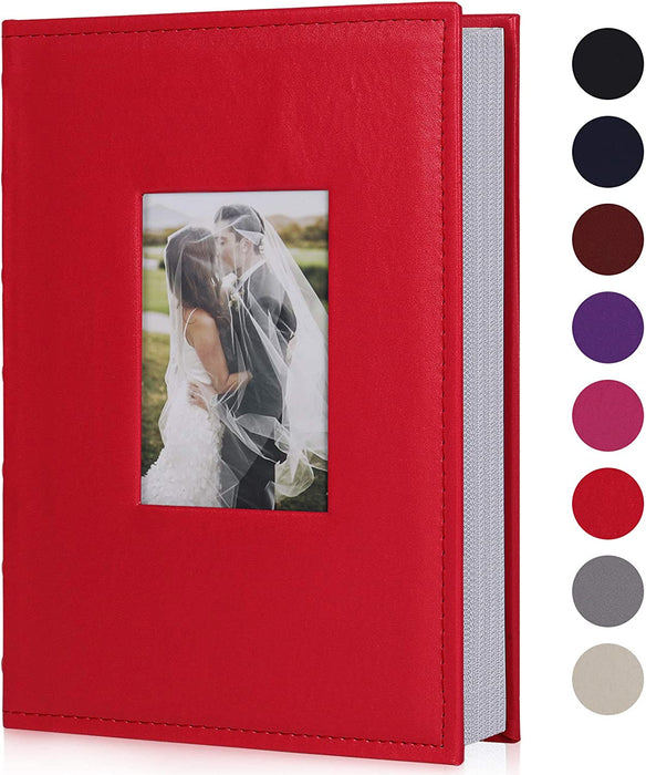 Photo Picture Album 4X6 300 Photos,Small Capacity Premium Leather Cover Wedding Family Photo Albums Holds 300 Horizontal Photos(Black)