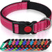 Reflective Dog Collar with Safety Locking Buckle, Adjustable Nylon Pet Collars for Extra Large Dogs, Red