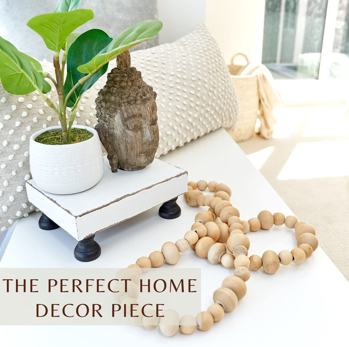 Decorative Wood Riser for Display - Beautiful Wooden Farmhouse Pedestal Stand Uniquely Displays Your Decorations - the Perfect Display Tray for Your Home and Kitchen Decor