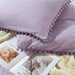 Lavender Comforter Set Queen Size, 3 Piece Boho Pom Fringe Bed Set, All Season Farmhouse Microfiber down Alternative Bedding Comforter with 2 Pillow Shams, Solid Light Purple