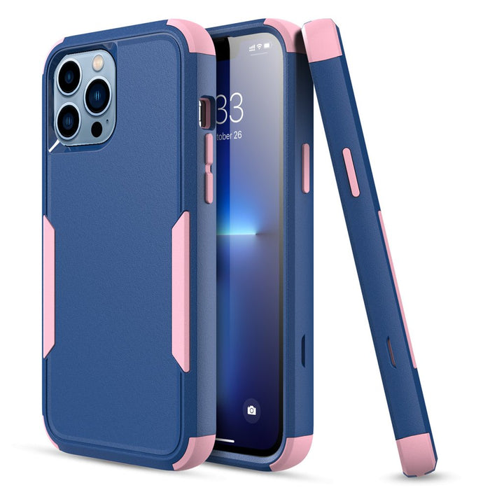 for Iphone 13 Pro Max/13 Pro/13/13 Mini Phone Case with Belt Clip Stand Shockproof Protective Case Hybrid Armor Cover, Navy Blue