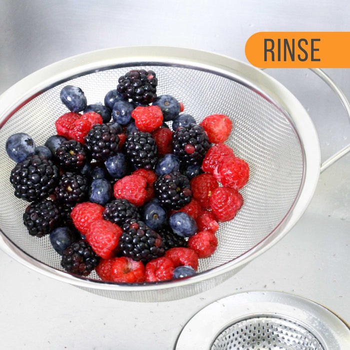 Set of 4 Fine Mesh Stainless Steel Strainers with Wide Ear Design, 3", 4", 5.5", 8"