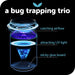 Indoor Insect Trap - Catcher & Killer for Mosquitos, Gnats, Moths, Fruit Flies - Non-Zapper Traps for inside Your Home - Catch Insects Indoors with Suction, Bug Light & Sticky Glue (Black)