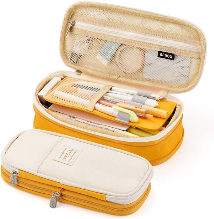 EASTHILL Big Capacity Pencil Pen Case Office College School Large Storage High Capacity Bag Pouch Holder Box Organizer Light Blue