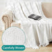 Cotton Geometrical Sofa Cover, Sectional Couch Covers for 2 Cushion Couch Couch Cover Living Room Throws Blankets Sofa Slipcovers, Furniture Protector for Pets (Medium, 71" X 91", White)