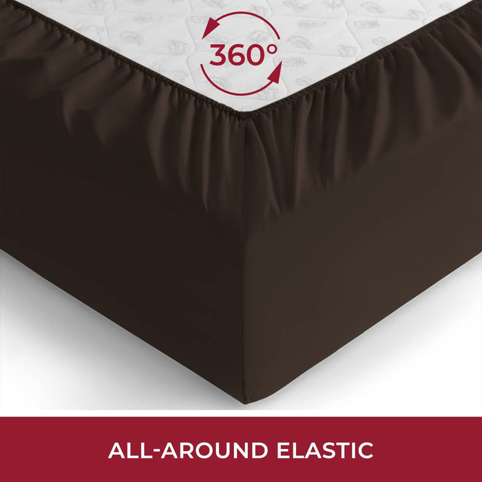 Queen Fitted Sheet - Deep Pocket Cooling Sheets up to 16 Inch - Hotel Luxury Bedding - Softest Sheets - Wrinkle, Fade, Stain Resistant - 1 Single Queen Fitted Sheet Only (Queen, Brown)