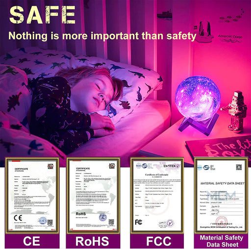 Moon Lamp Inches Galaxy Lamp Night Light 16 Colors LED Moon Light with Stand Remote Touch Control and USB Rechargeable Home Décor(5.9 Inches)