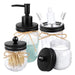 Set of 4 Mason Jar Bathroom Accessories - Clear Mason Jar Soap Dispenser&2 Apothecary Jars & Toothbrush Holder - Bathroom Home Decor Clearance, Countertop Vanity Organizer