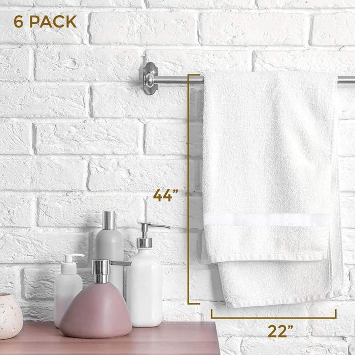 Wealuxe Small Bath Towels White - Lightweight 100% Cotton Bathroom Towels for Kids / Adults [22X44 6 Pack]