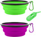 Collapsible Dog Bowls, Portable Travel Dog Bowls, Expandable for Cat Dog Water Bowls Food Feeding, 2 Pack Silicone Pet Bowls with Waste Bag Dispenser