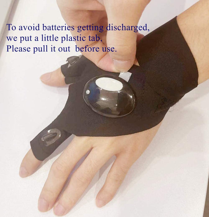 XIANGZHU 3 Pairs Flashlight Gloves, Fingerless LED Gloves, Birthday Gifts for Man, Hands Free Flashlights for Working in Darkness Places Fishing, Repair, Camping, Hiking, Running