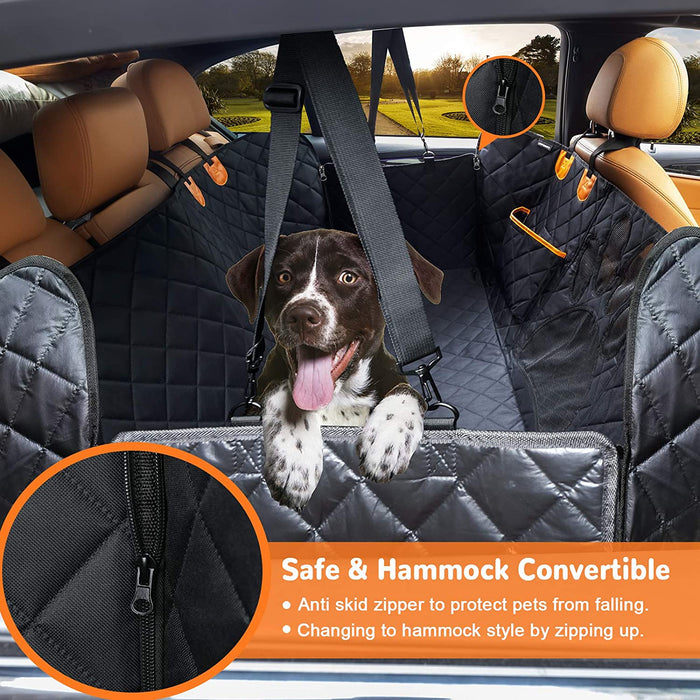 Upgraded Dog Seat Covers with Mesh Visual Window 100% Waterproof Dog Car Seat Cover Nonslip Pet Seat Cover for Back Seat with Storage Pockets, Washable Dog Hammock for Cars Trucks and Suvs