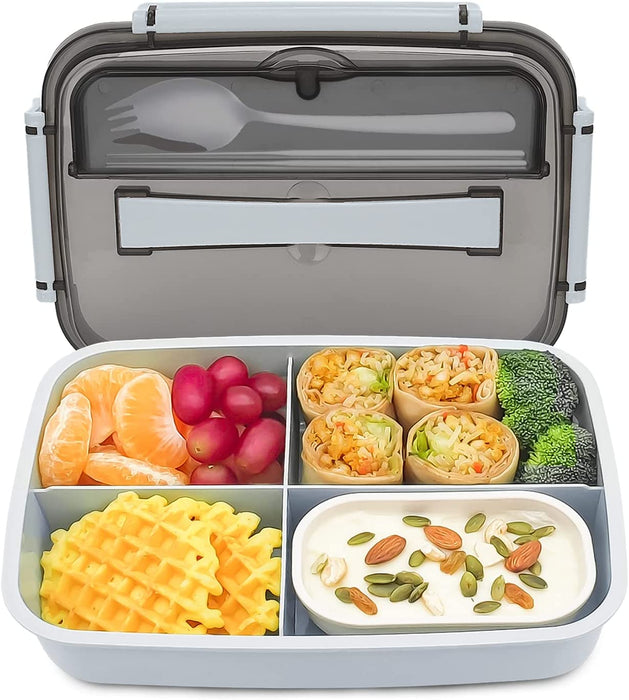 Bento Box Adult Lunch Box, Bento Lunch Box Containers, 50-Oz Bento Box for Kids with Compartments, Sauce Container, Chopsticks and Spork, Green