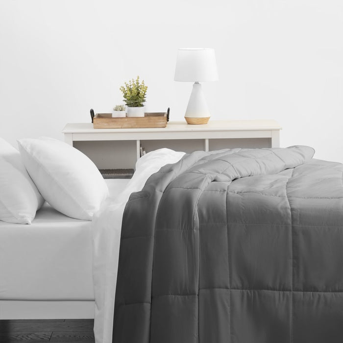 Gray All Season Alternative down Solid Comforter, Full/Queen, by Noble Linens