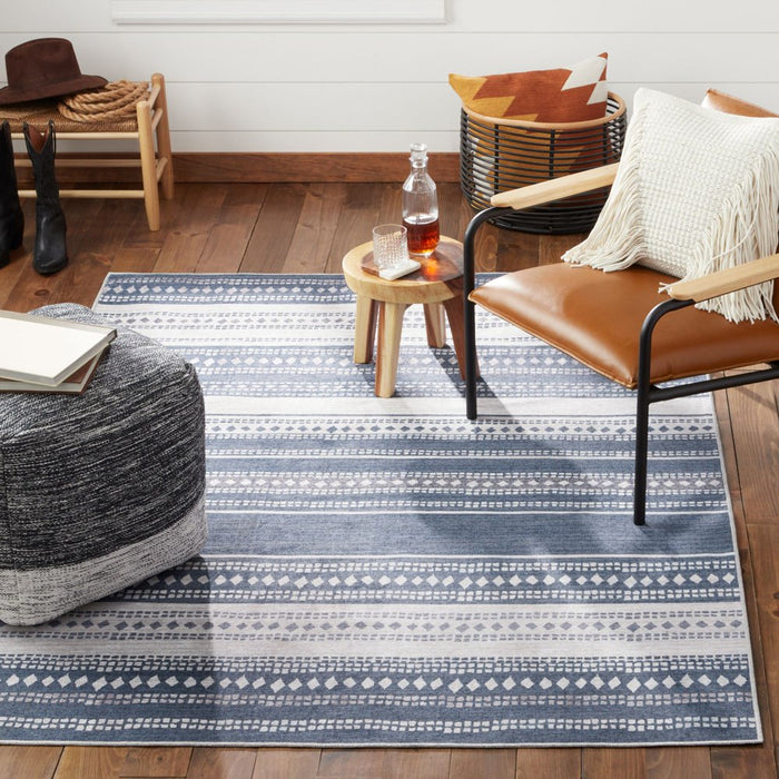 Wanda June Home Stripe Washable Area Rug, Grey, 5'2" X 7'2" by Miranda Lambert