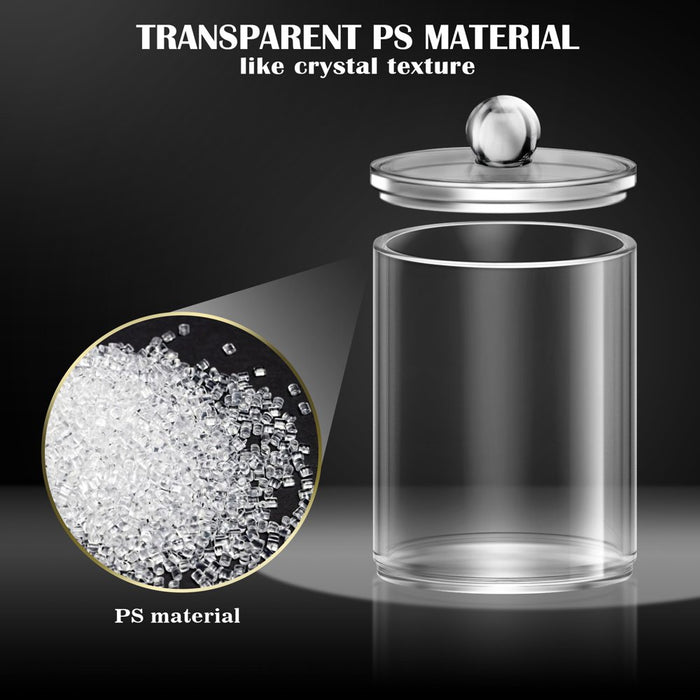 6 Pack Qtip Holder Dispenser Apothecary Jars Bathroom Accessories Set - Qtip Holder Storage Canister Clear Plastic Acrylic Jar for Cotton Ball, Cotton Swab, Q-Tips, Cotton Rounds