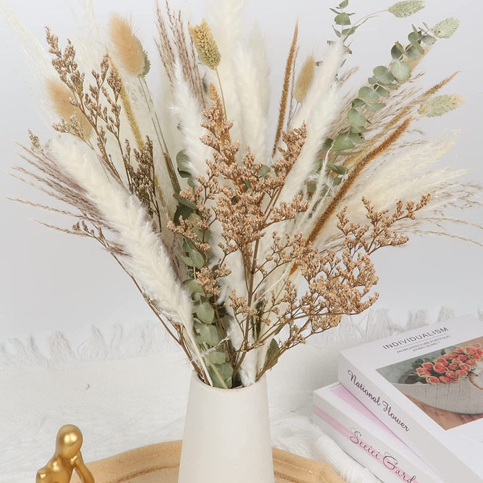 Natural Dried Flower Bouquet , Dried Pampas Grass Decor, 8 Varieties Flowers for Vase, Dried Floral Arrangements for Home Wedding Table Decor(Green)