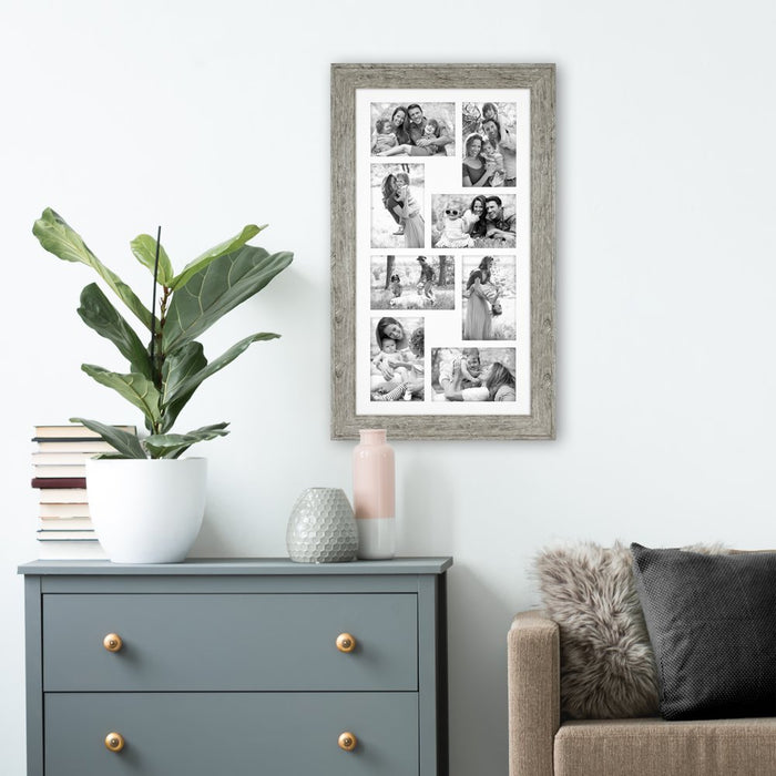 Mainstays 8-Opening 4X6 Matted Rustic Gray Collage Frame