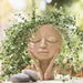 Face Flower Pot Head Planter Pot Succulent Planter Cute Resin Cactus Planter with Drainage Hole Closed Eyes