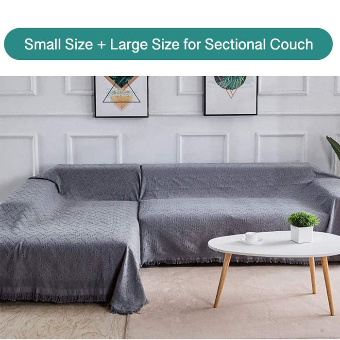 Cotton Geometrical Sofa Cover, Sectional Couch Covers for 3 Cushion Couch Couch Cover Living Room Throws Blankets Sofa Slipcovers, Furniture Protector for Pets (Xx-Large, 71" X 134", Grey)